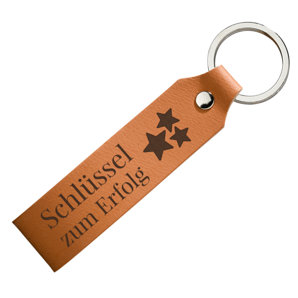 Hochwertiger Leder-Schlüsselanhänger mit Sternmotiv und Gravur „Schlüssel zum Erfolg“ – perfektes Geschenk für Motivation.